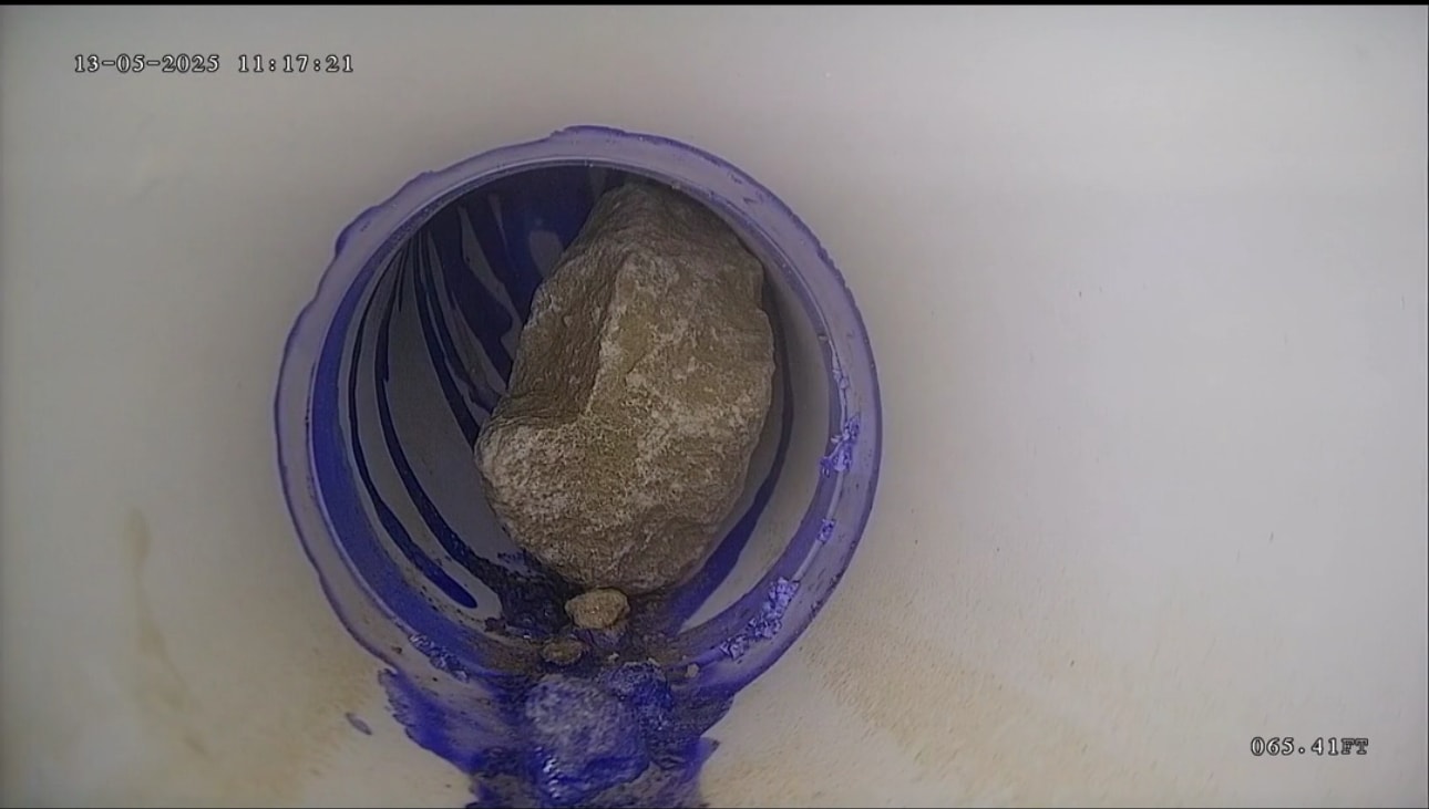 Cracked sewer pipe with root intrusion damage